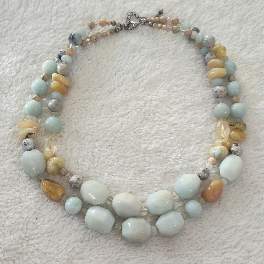 Chunky Gemstone Boho Statement Necklace Colorful … - image 5